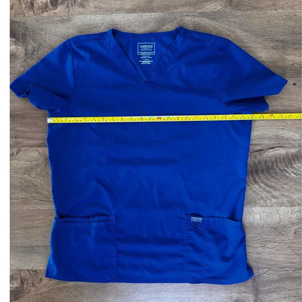 Cherokee Workwear Revolution‎ Royal Blue V-Neck Scrub Top Womens Large L WW620